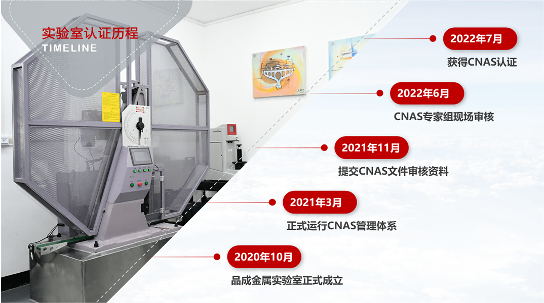 品成金屬實驗室不斷引進進口設備和專業(yè)人才，積極運行CNAS管理體系。
